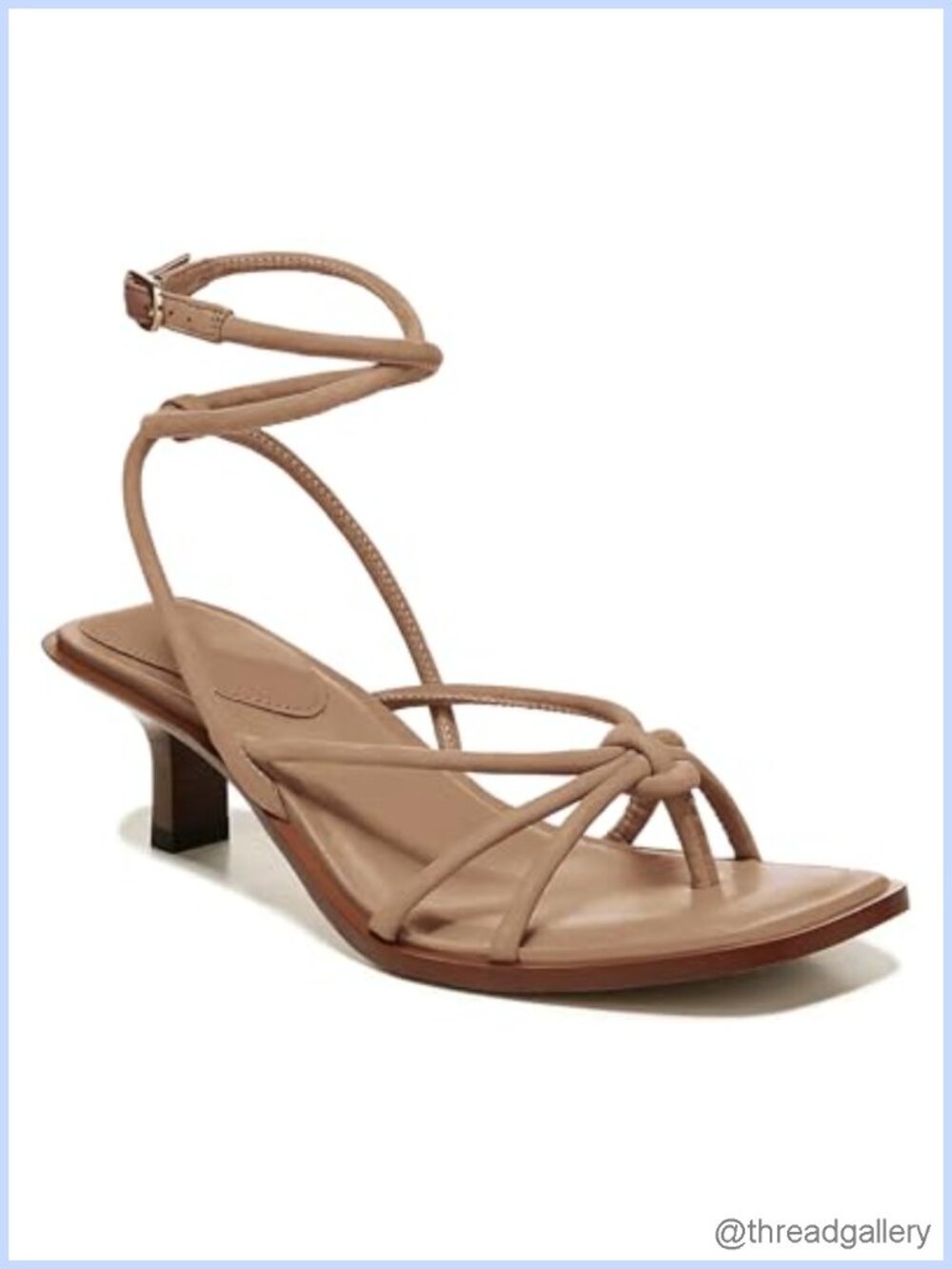 Coutgo Womens Strappy Faux Leather Kitten Heel Thong Gladiator Sandals